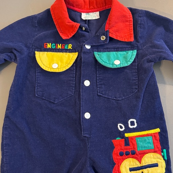 Tiny Tots Original Vintage Blue Corduroy Engineer Baby Jumpsuit Size 12 months - Picture 3 of 7
